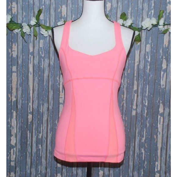 Lorna Jane Size S Racerback Hot Pink Athletic Tank Lined Spandex Built in Bra - Picture 1 of 8
